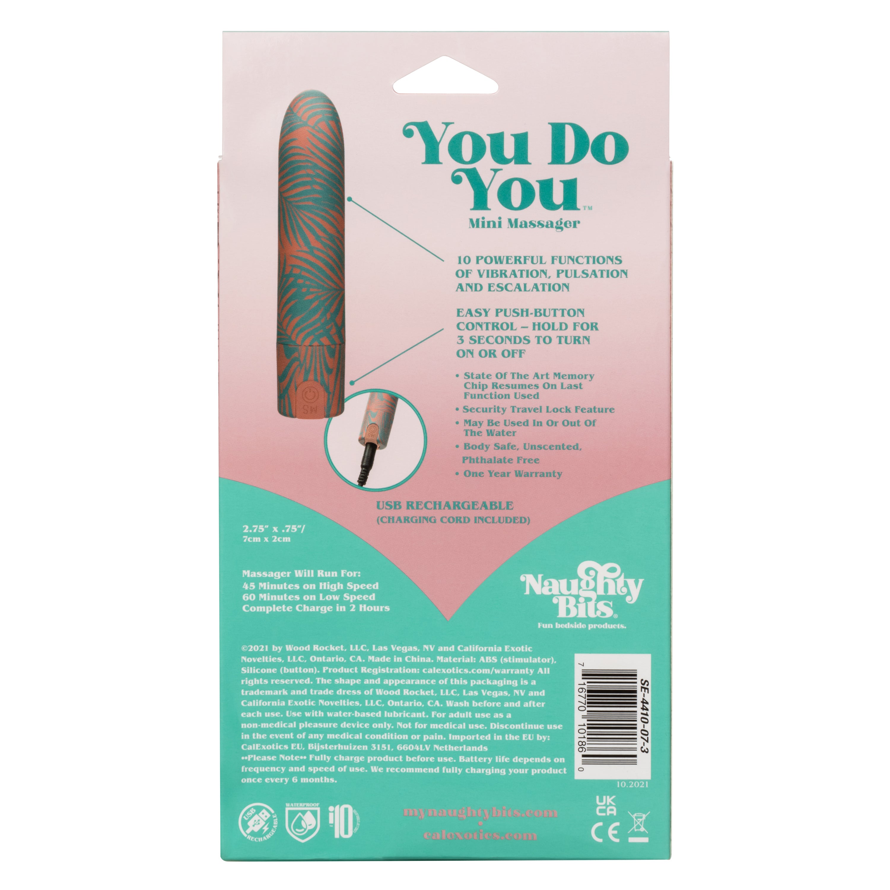 Naughty Bits You Do You Mini Massager 3-Inch Silicone Bullet with Floral Pattern and 10 Vibration Functions > Vibrators > Mini Vibrators