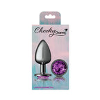 Cheeky Charms Gunmetal Round Butt Plug with Purple Jewel Large > Anal Range > Jewel Butt Plugs