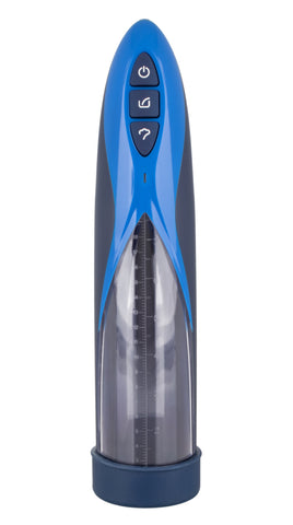 Optimum Series Rechargeable Waterproof Pump with Silicone Donut Base and USB Charging, Blue and Clear, Medium Size PUMPS Male Electric