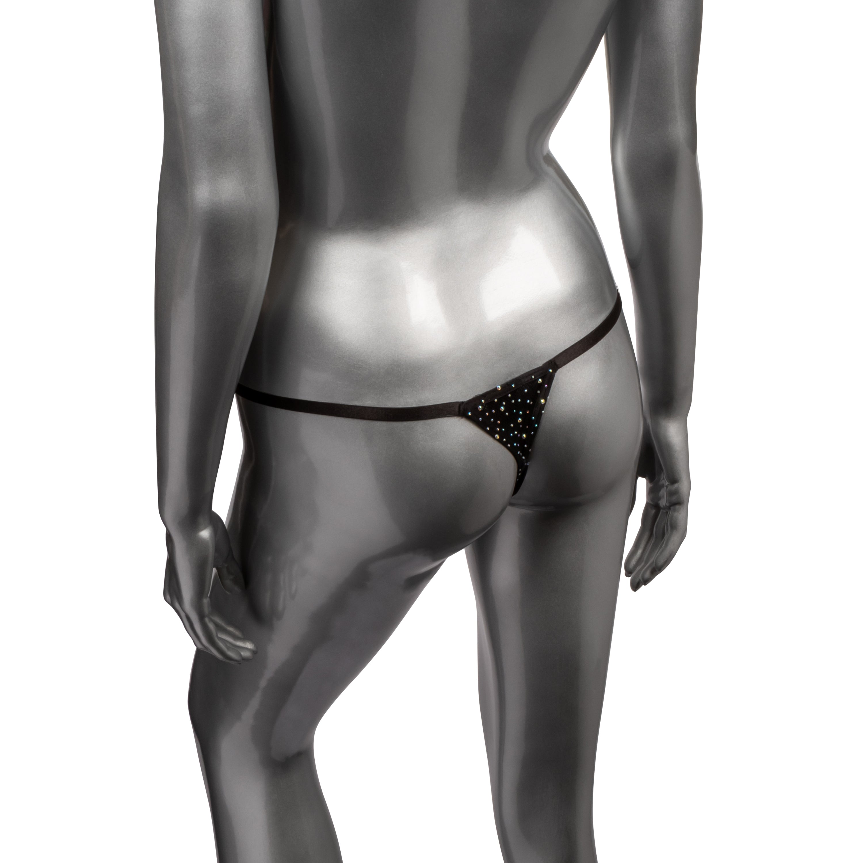 Radiance Plus Size Black Crotchless Thong with Rhinestone Accents Fits Up to 3X Black Curvy Size > Clothes > Plus Size Lingerie