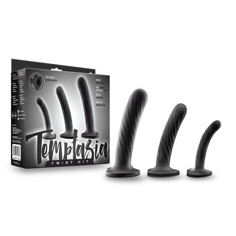 Temptasia Twist Kit Set of Three Unique Swirling Dildos for Enhanced Playtime Dilators