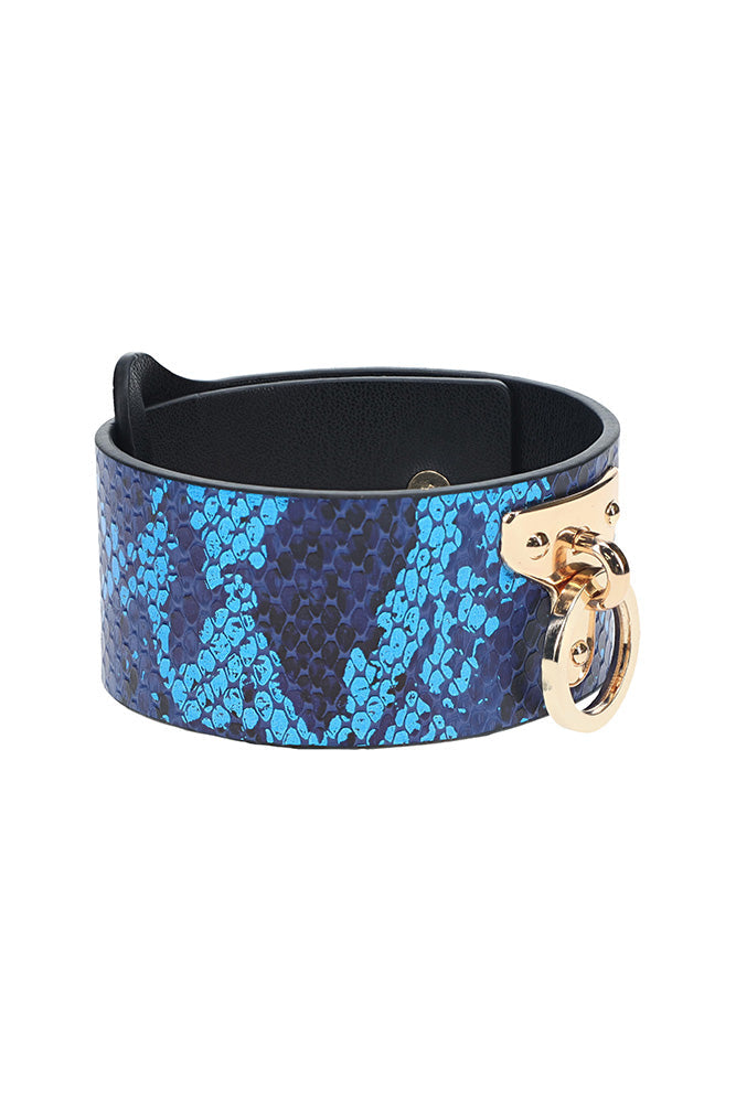 Ouch Florence Collection Blue Iridescent PU Leather Handcuffs > Bondage Gear > Restraints