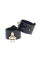 Ouch Rome Collection Black PU Leather Handcuffs with Iridescent Hardware > Bondage Gear > Restraints