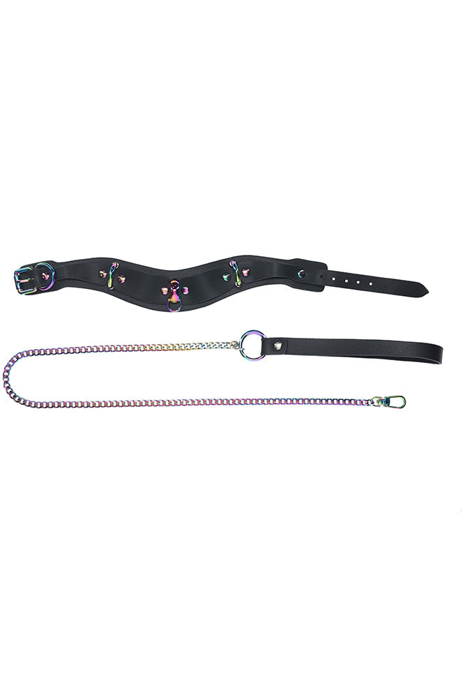 Ouch Venice Collection Collar with Iridescent Hardware and Leash > Bondage Gear > Collars & Leashes