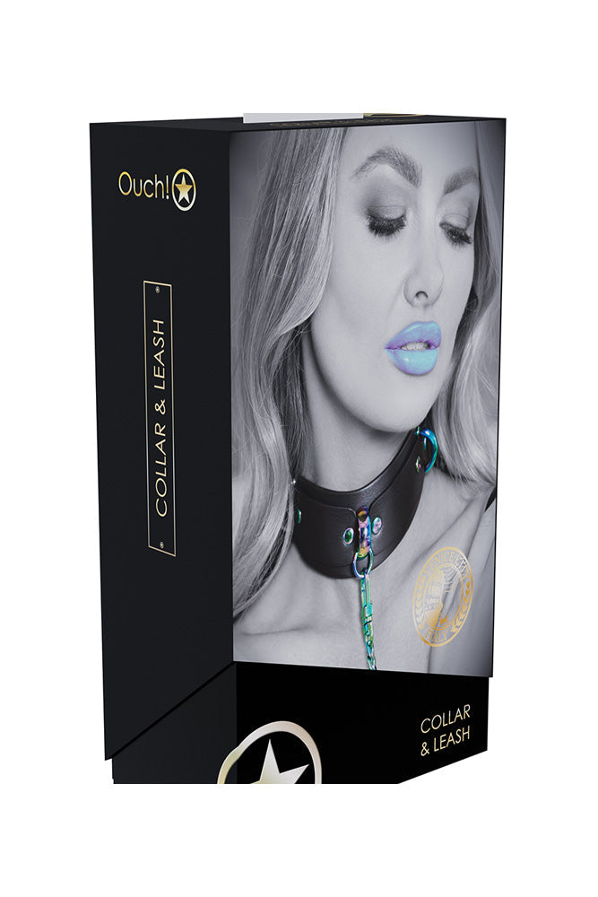Ouch Venice Collection Collar with Iridescent Hardware and Leash > Bondage Gear > Collars & Leashes
