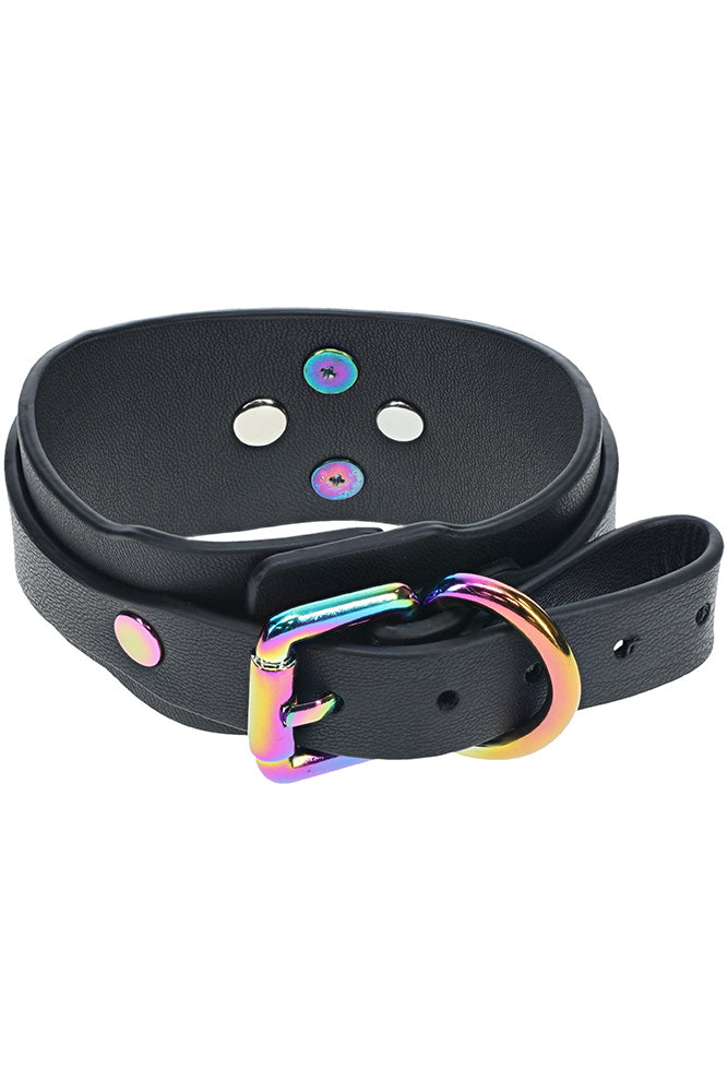 Ouch! Venice Collection Leg Cuffs with Iridescent Hardware and Adjustable Black Straps Secondary image