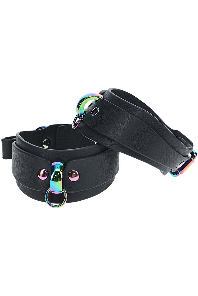 Ouch! Venice Collection Leg Cuffs with Iridescent Hardware and Adjustable Black Straps > Bondage Gear > Restraints
