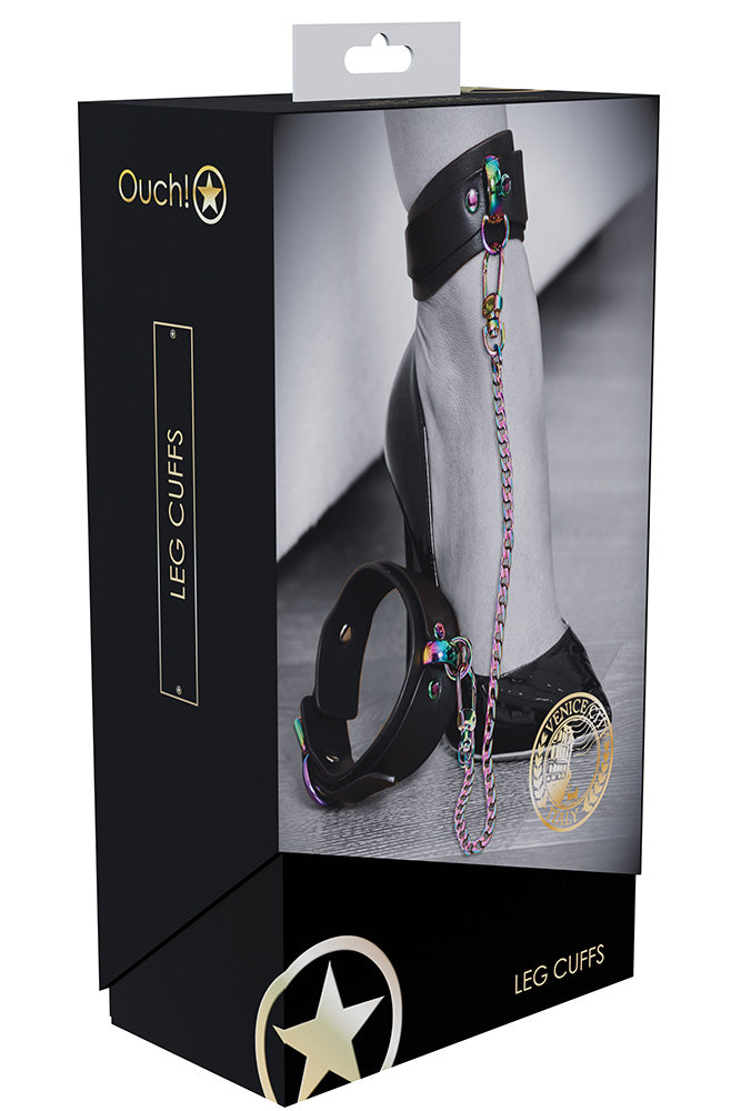 Ouch! Venice Collection Leg Cuffs with Iridescent Hardware and Adjustable Black Straps > Bondage Gear > Restraints
