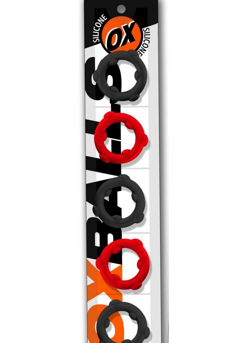 Oxballs Gearheads (Red/Black) – 5-Pack Liquid Silicone Stretch Cockrings > Cock Ring > Sets