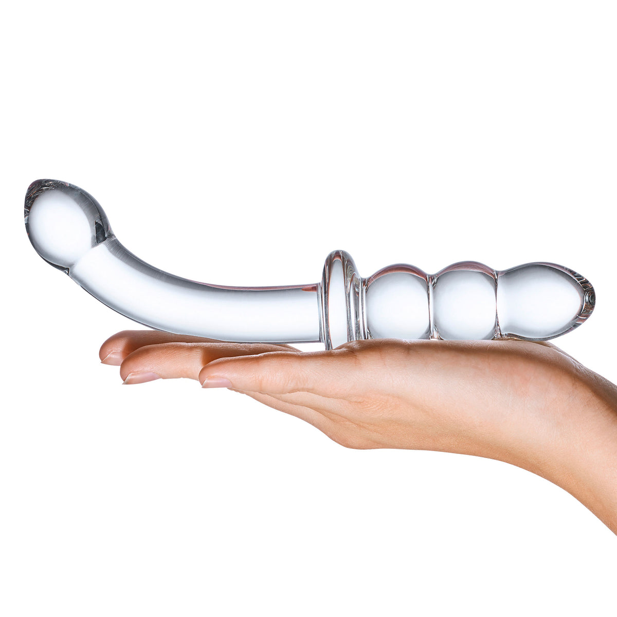 Glas 8 Inch Ribbed G-Spot Double-Ended Glass Dildo > Glass > Dildos