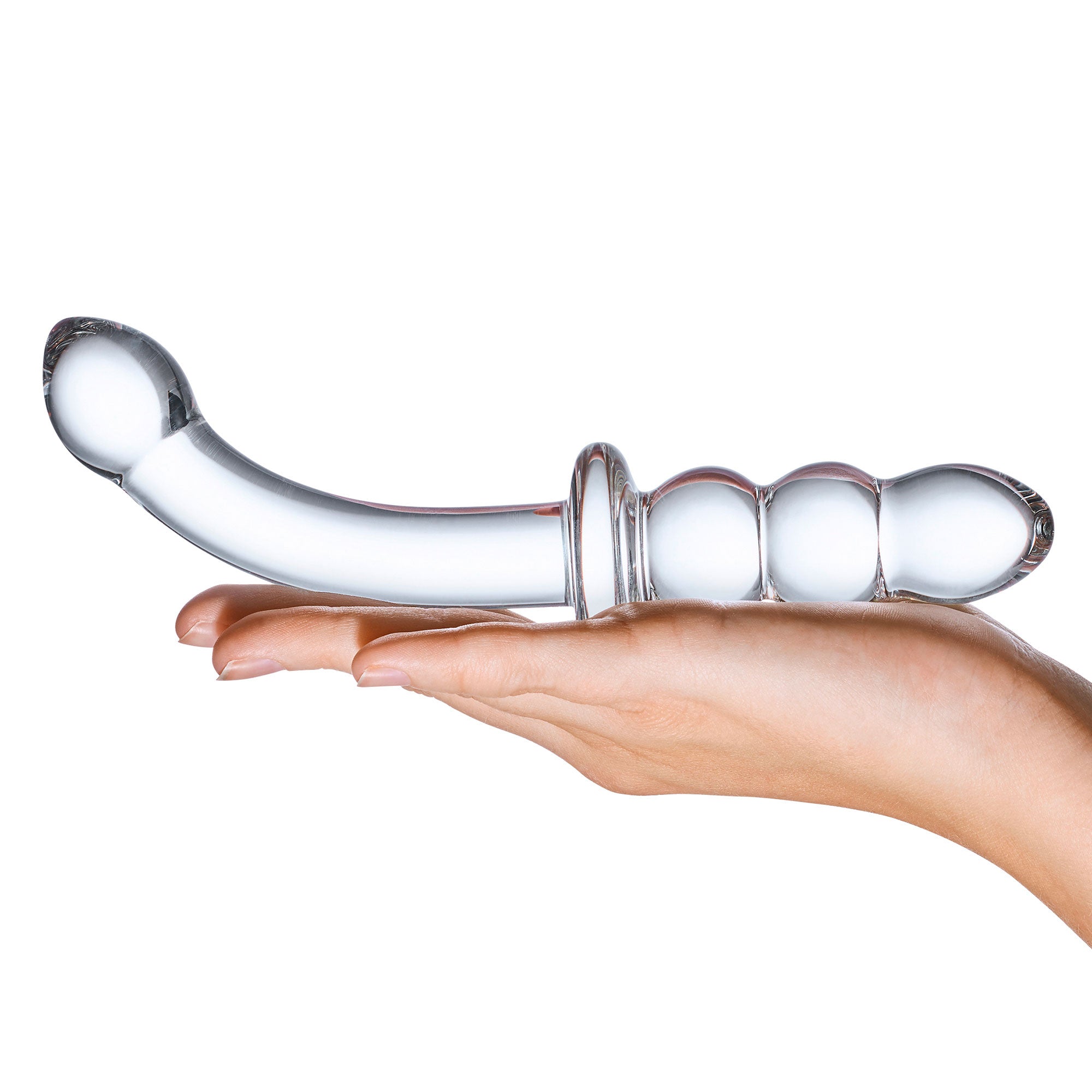 Glas 8 Inch Ribbed G-Spot Double-Ended Glass Dildo > Glass > Dildos