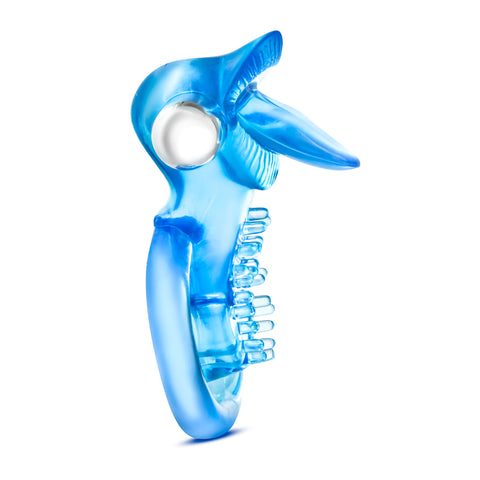 Stay Hard 10 Function Vibrating Tongue Ring Adult Toy Blue Cock Rings Vibrating