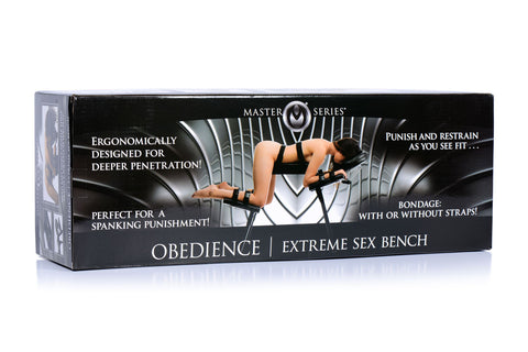 Master Series Obedience Extreme Sex Bench with Restraint Straps in Black PU Leather, 27 Inch Height, 50 Inch Width Sex Furniture