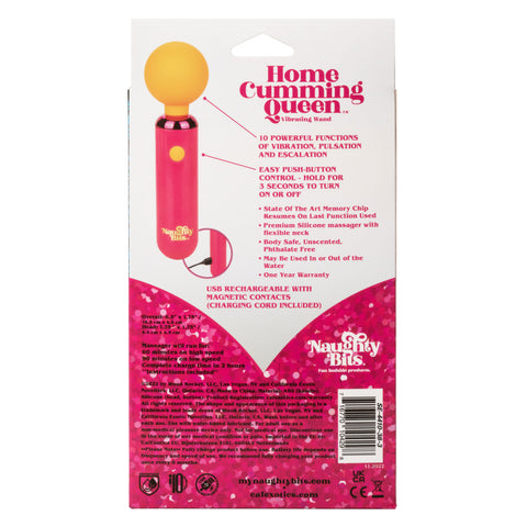 Naughty Bits Home Cumming Queen Vibrating Wand Pink and Orange Silicone Personal Massager > Sex Toys > Mini Massagers