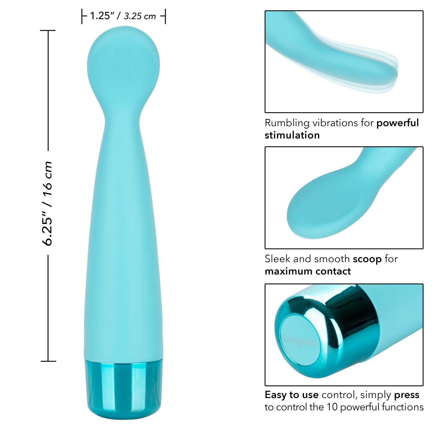 Eden Scoop Flexible Blue Silicone Massager with 10 Vibration Functions and Waterproof Design > Vibrators > Finger Vibrators