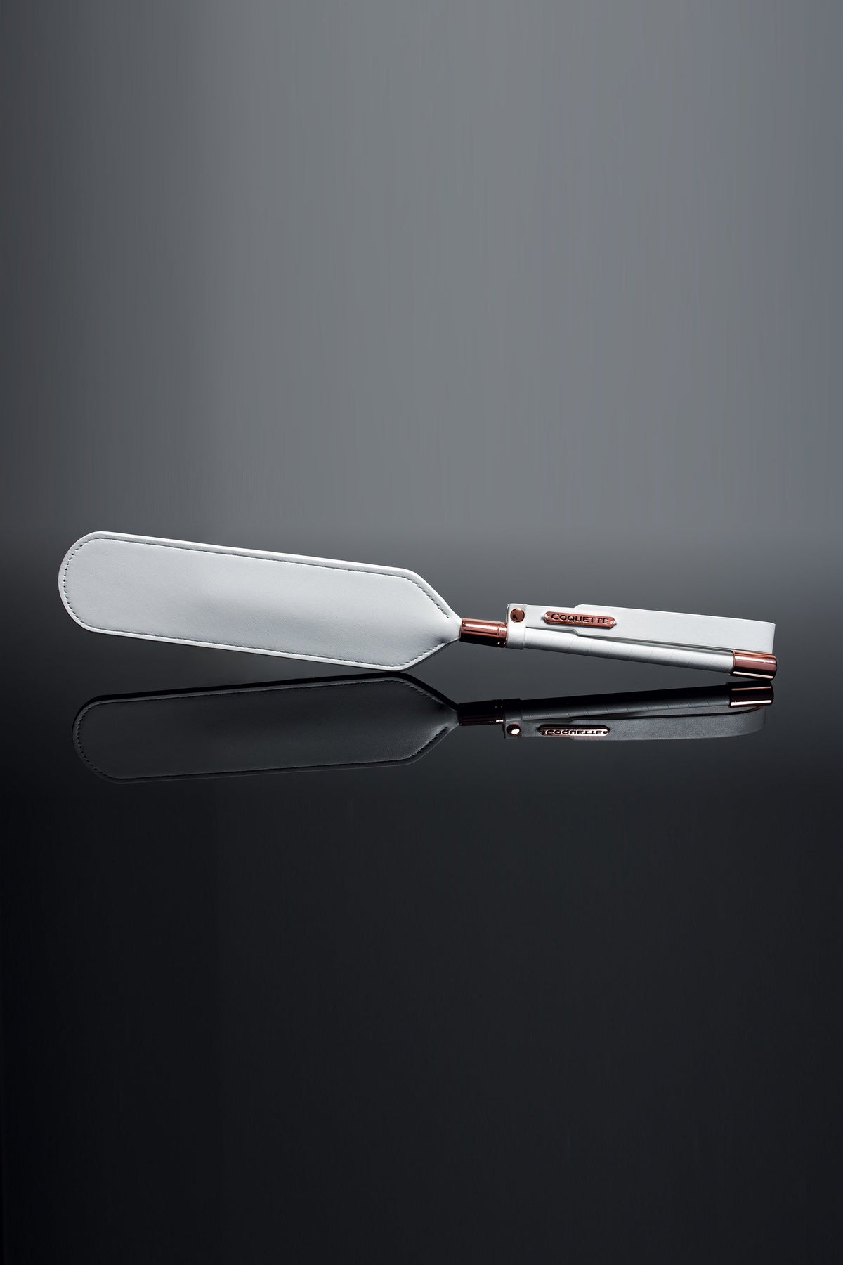 Coquette Paddle White Vegan Leather with Rose Gold Metal, 15.5 Inch Overall Length > Bondage Gear > Paddles