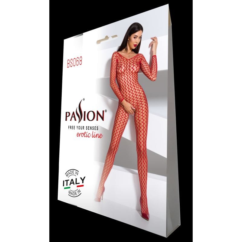 Passion Lingerie Lingerie Bodystocking BS068 Red