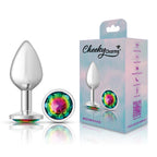 Cheeky Charms Silver Round Butt Plug with Rainbow Jewel Medium > Anal Range > Jewel Butt Plugs