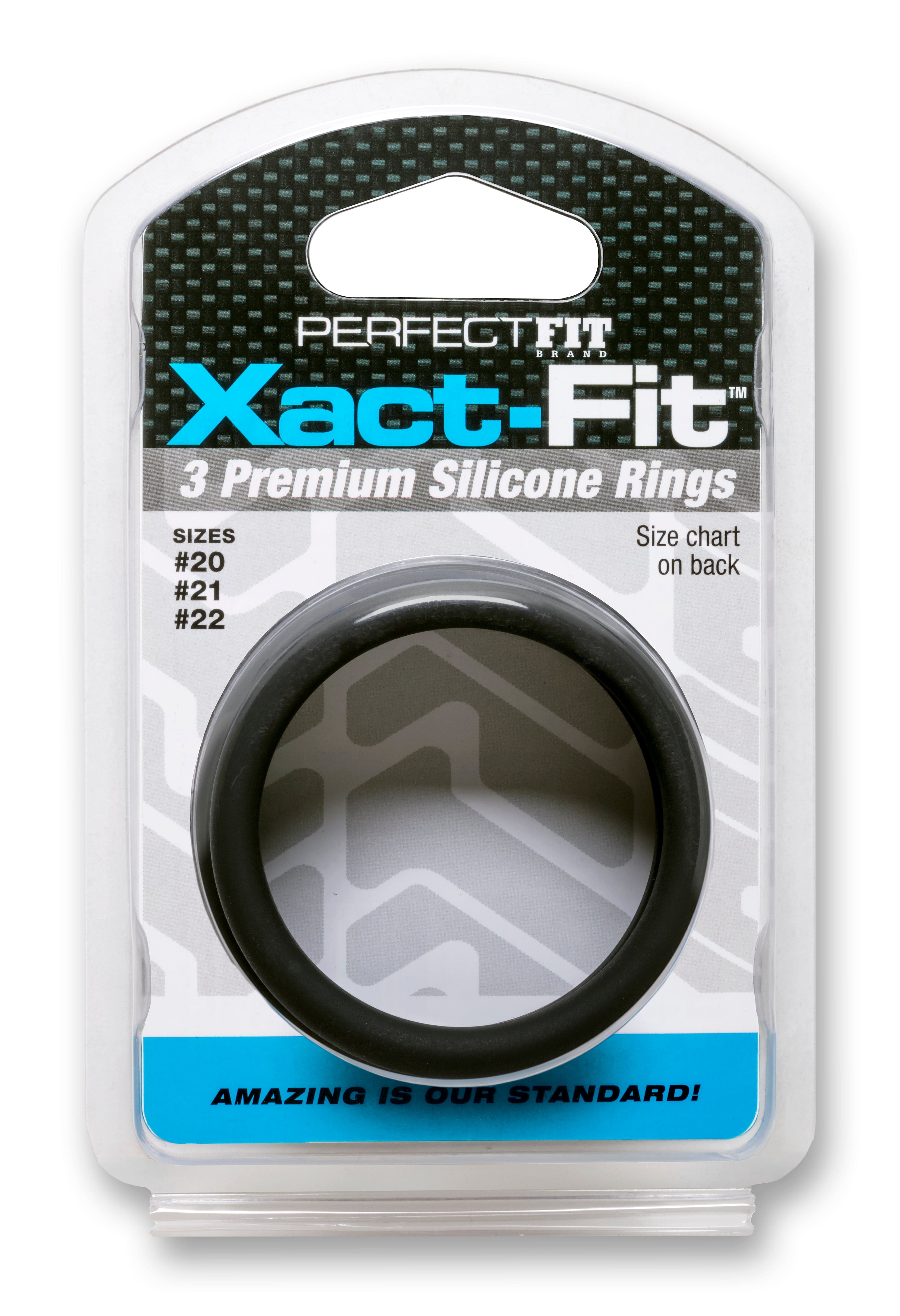 PerfectFit Adult Toys Black Xact-Fit Silicone Rings X-Large 3 Ring Kit 854854005830