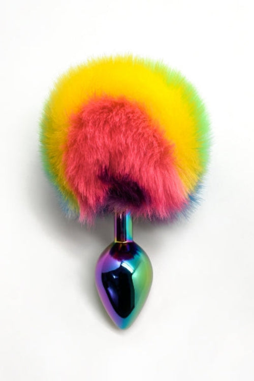 Wooomy Filippi Fluffy Rainbow Metal Anal Plug M Size 8 cm Insertable Length > Anal Range > Tail Butt Plugs