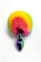 Wooomy Filippi Fluffy Rainbow Metal Anal Plug with Tail (Small, Medium, Large) > Anal Range > Tail Butt Plugs
