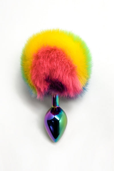 Wooomy Filippi Fluffy Rainbow Metal Anal Plug with Tail (Small, Medium, Large) > Anal Range > Tail Butt Plugs