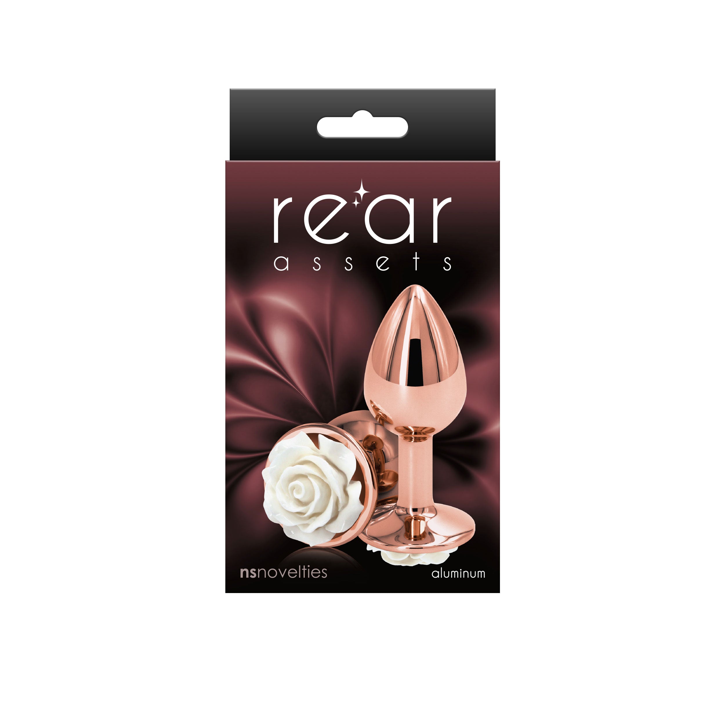 Rear Assets Rose Small 7.6 cm Metal Butt Plug White Rose Base > Anal Range > Jewel Butt Plugs