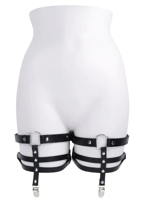Shadow Garters – Faux Leather Garter Straps with Silver Hardware > Clothes > Hosiery > Garterbelt Sets