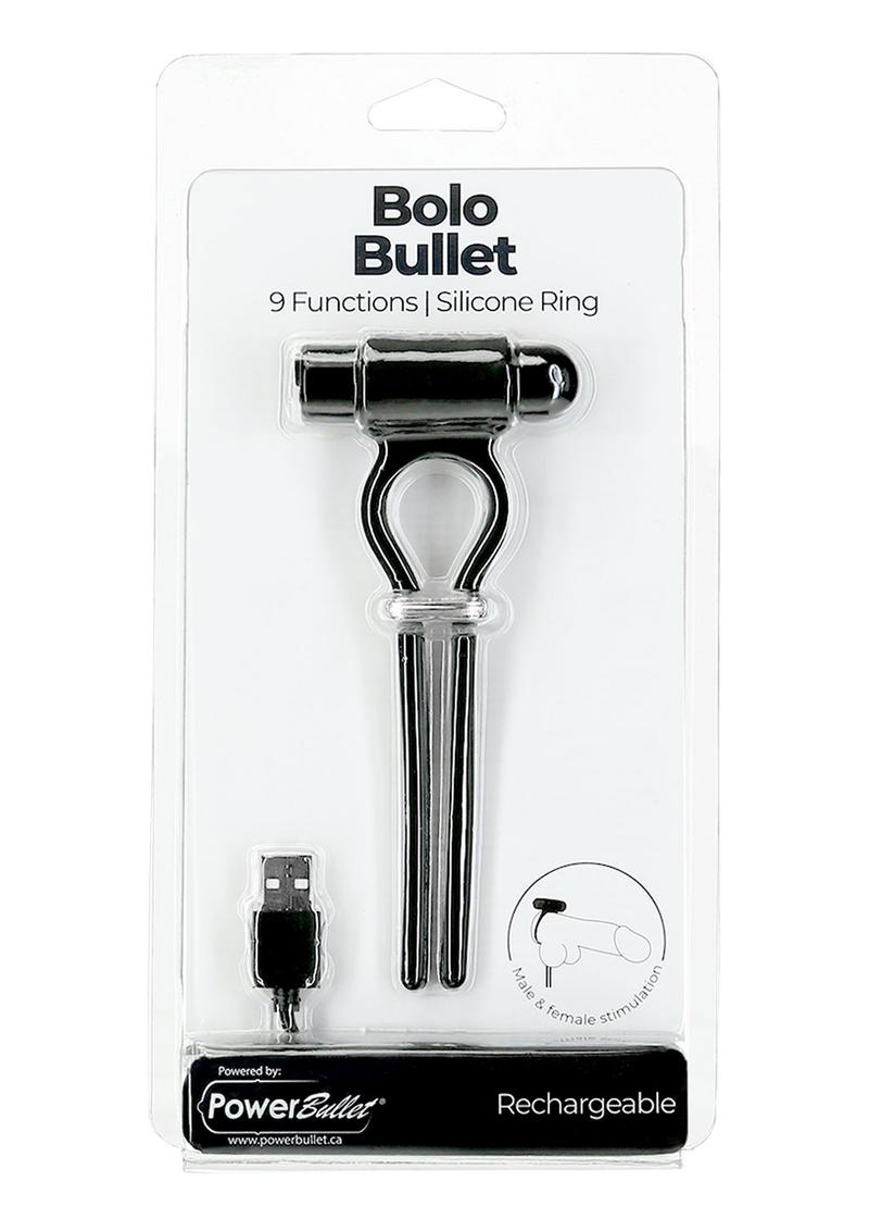 Power Bullet Bollo Adjustable Penis Ring with 2.5 Inch Mini Black Power Bullet and Silicone Ring > Cock Ring > Adjustable