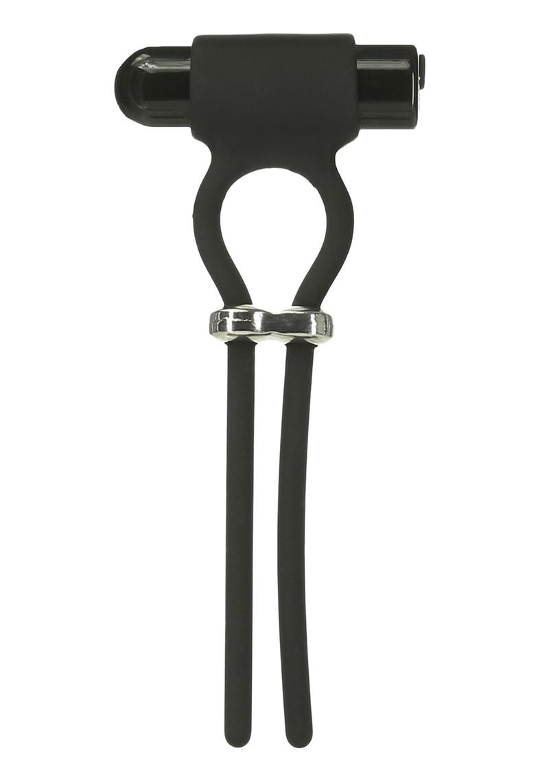 Powerbullet Bolo Bullet Silicone Rechargeable Penis Ring - Black/Silver Main image