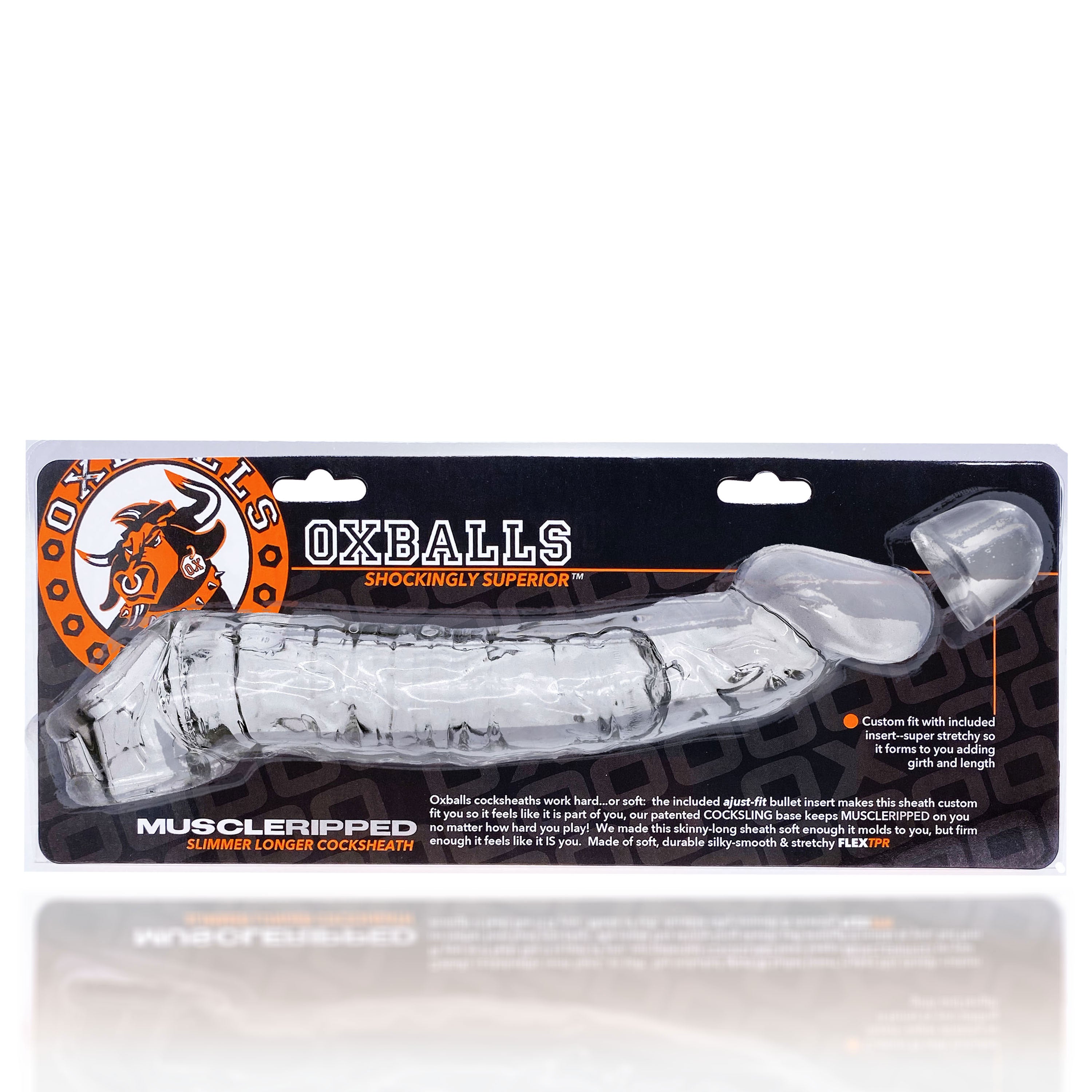 Muscle Ripped Cocksheath Clear - 9 Inch - Adjustable Size Fit > Sex Toys For Men > Penis Sleeves