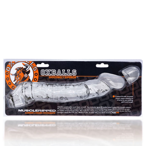 Muscle Ripped Cocksheath Clear - 9 Inch - Adjustable Size Fit > Sex Toys For Men > Penis Sleeves
