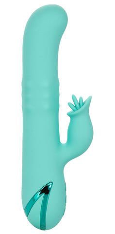 California Dreaming Bel Air Bombshell Silicone Vibrator in Aqua Blue with Triple Motors and 10 Vibration Functions > Vibrators > Ladies > Rabbit