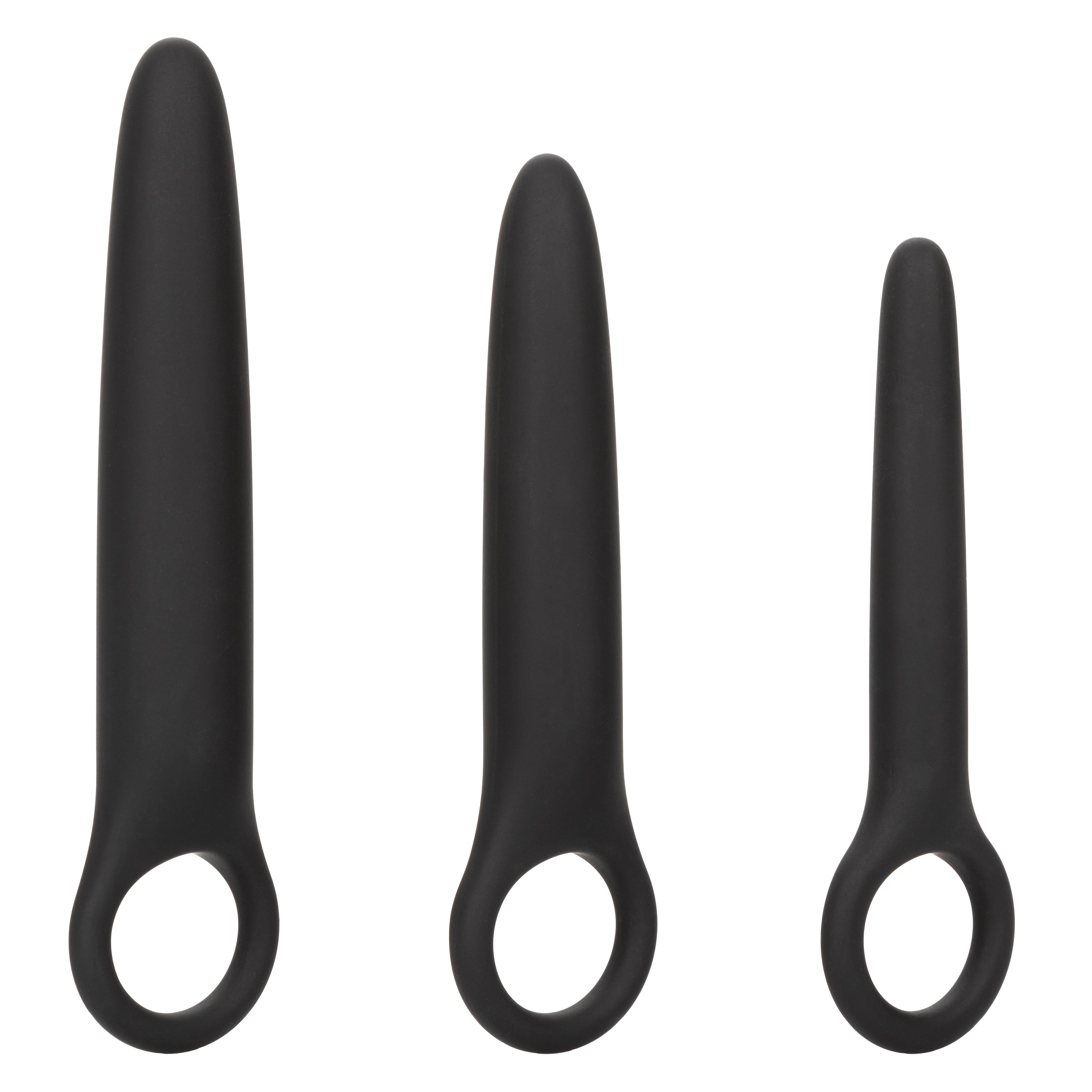 Boundless Dilator Trio Black Silicone Set with Three Graduated Sizes and Easy Finger Loop > Sex Toys > Dilators