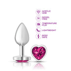 Cheeky Charms Silver Metal Butt Plug with Heart Pink Jewel Small > Anal Range > Jewel Butt Plugs