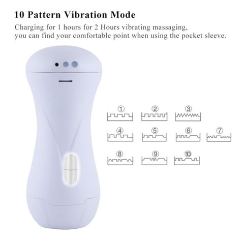HiSmith - Vibrating Pussy Stroker with White Case (KlicLok) Sex Machine Attachments