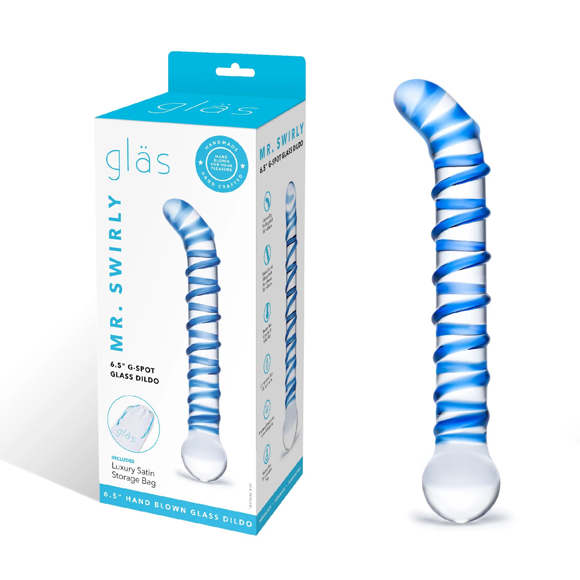 Electric EEL Mr Swirly 6.5 Inch Borosilicate Glass G-Spot Dildo > Glass > Dildos
