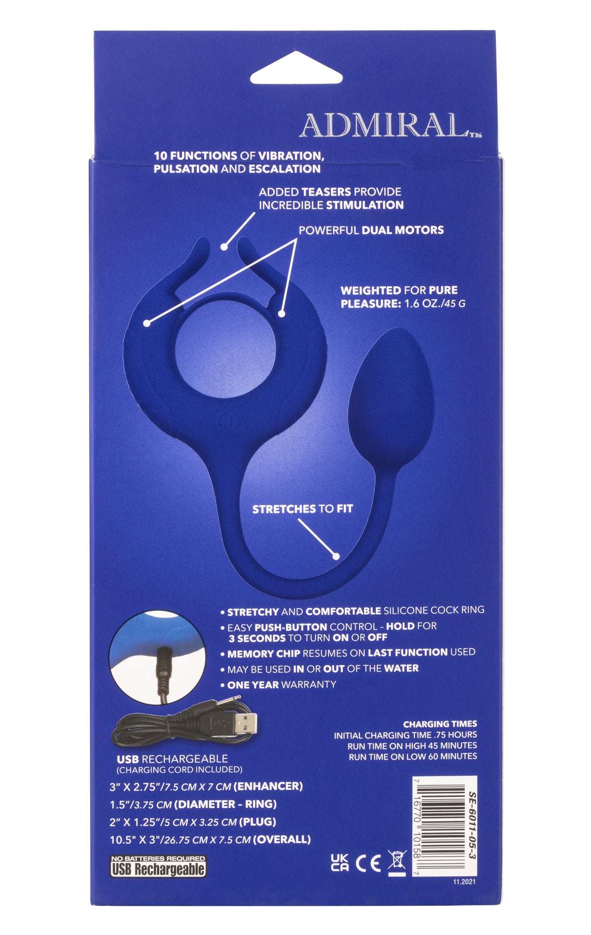 Admiral Weighted Cock Ring and Egg – Silicone Vibrating Cock Ring and Egg Set > Anal Range > Prostate Plugs
