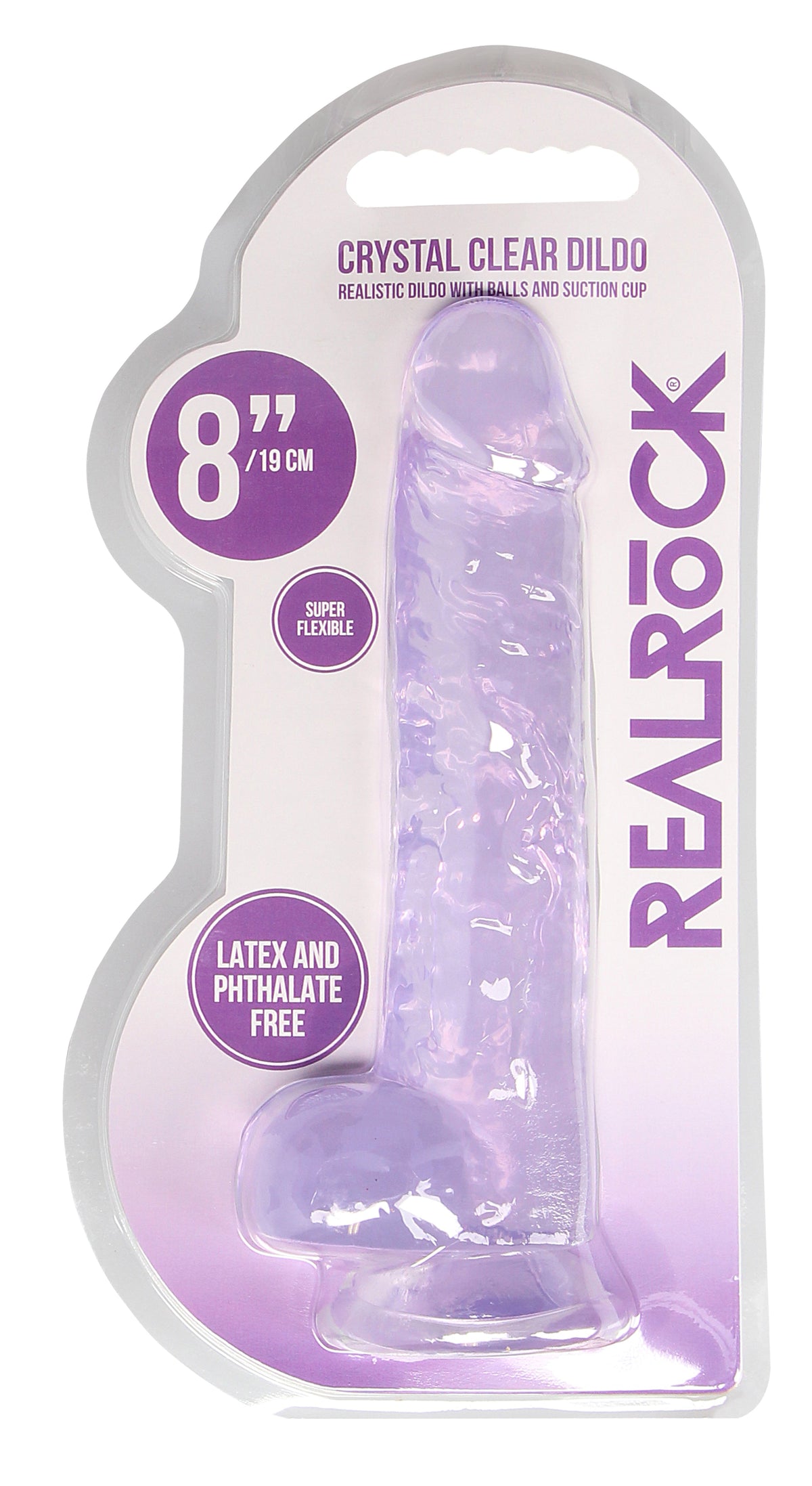 REALROCK Crystal Clear 8 Inch Realistic Dildo with Balls – Skin Safe Rubber Dildo > Dildos > Realistic Dildos