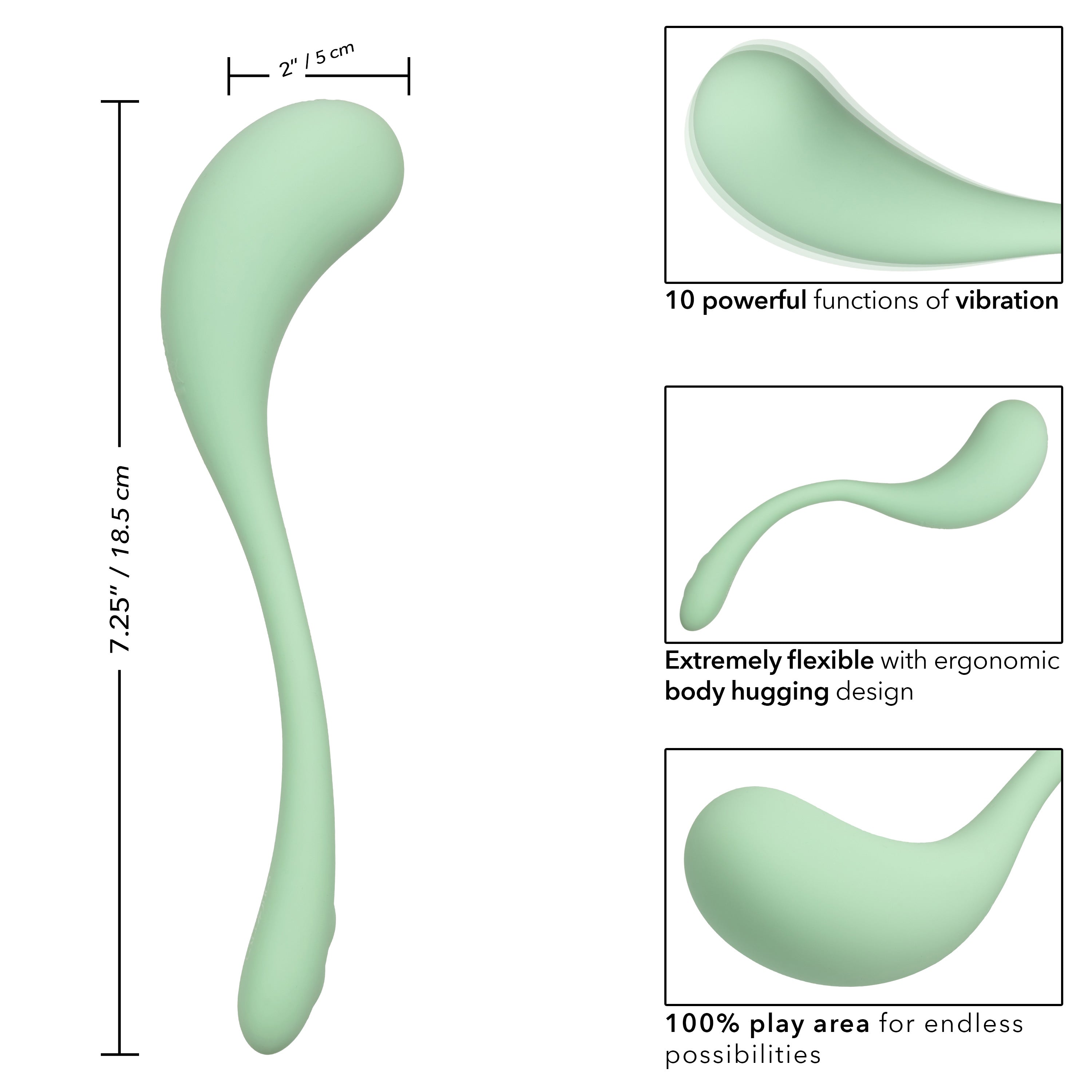 Elle Liquid Silicone Wand Vibrator in Mint Green with 10 Vibration Functions and Rechargeable > Vibrators > Standard Vibrators