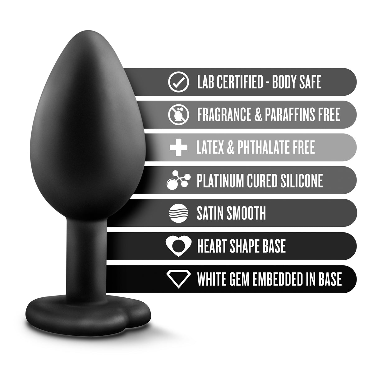 Temptasia Bling Plug Small Black (7.6cm) > Anal Range > Jewel Butt Plugs