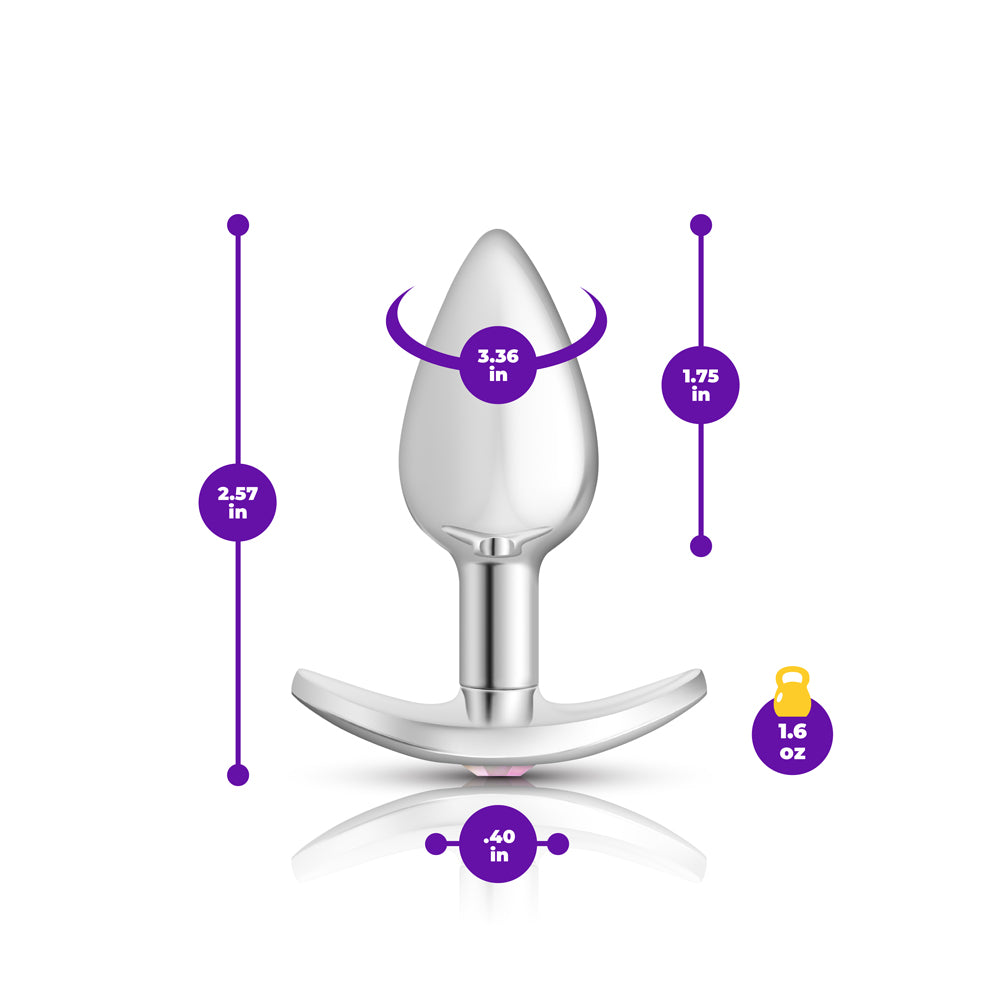 Cheeky Charms Silver Anchor Butt Plug with Clear and Pink Jewel (2.57 inch) > Anal Range > Jewel Butt Plugs
