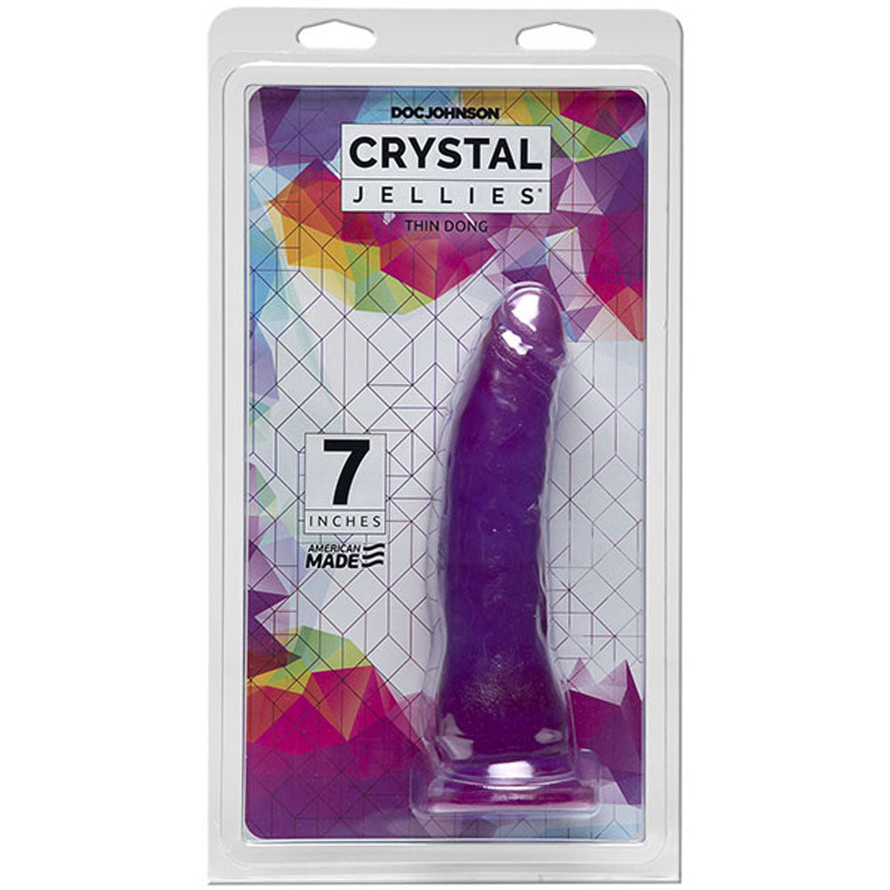 7 In Thin Dong Purple With Suction Cup Base > Dildos > Slim Dildos
