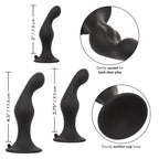 Silicone Anal Ripple Kit Set of 3 Black Graduated Curved Anal Plugs with Suction Cup Base > Anal Range > Butt Plug Kits