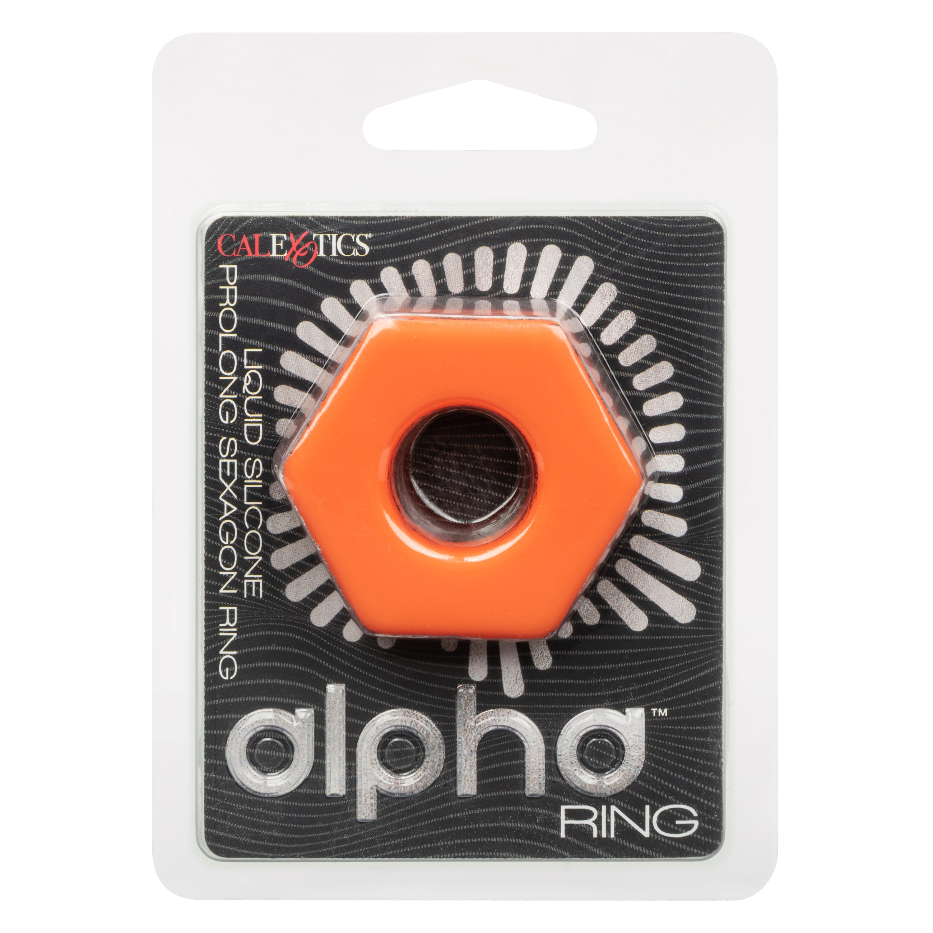 Alpha Liquid Silicone Prolong Sexagon Ring Orange 0.75 Inch Diameter Stretchy Durable Waterproof COCK RINGS