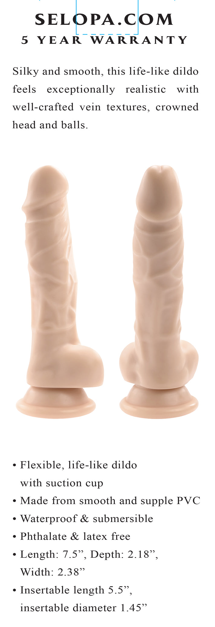Selopa 6 Inch Light Flexible Realistic Dildo with Suction Cup > Dildos > Realistic Dildos