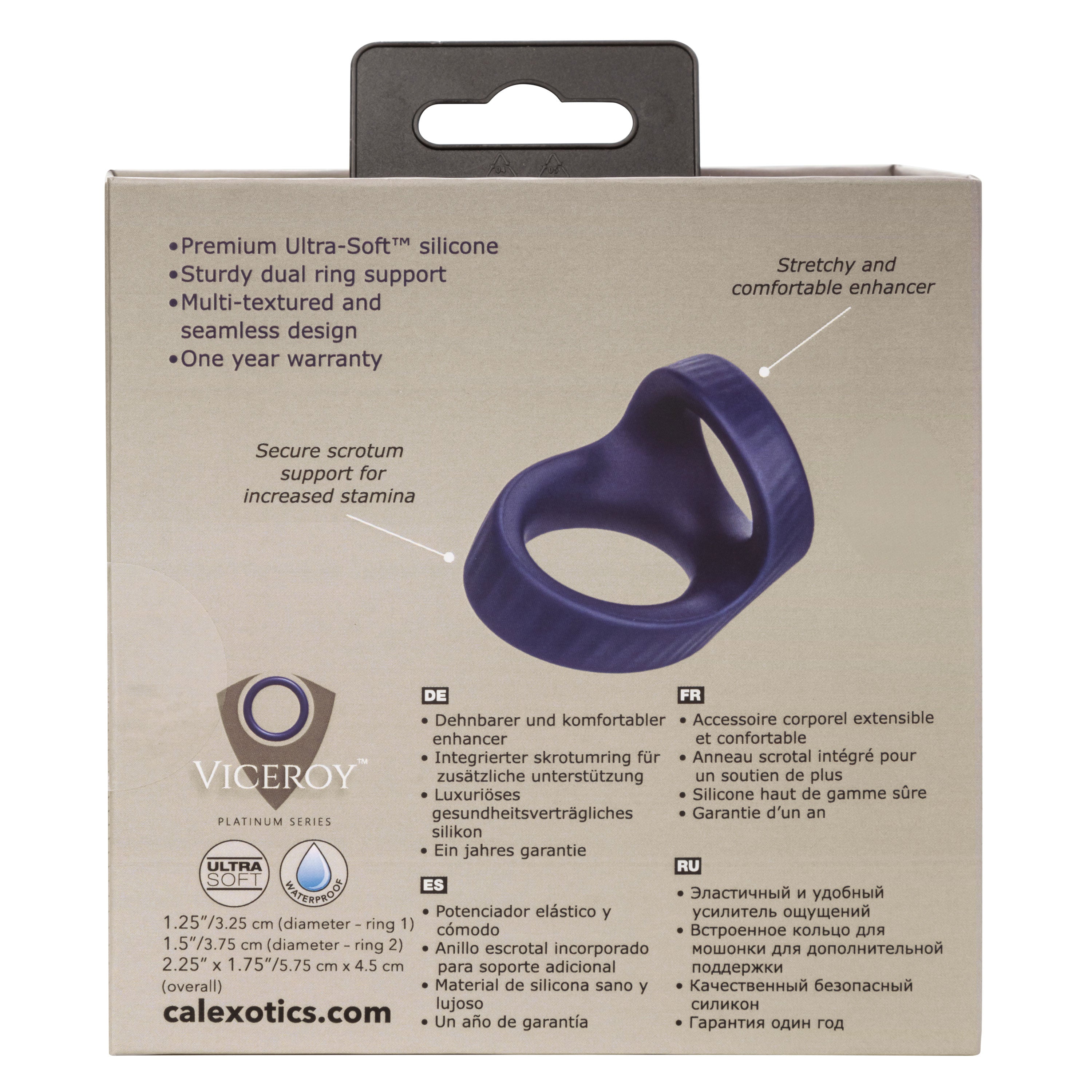 Viceroy Max Dual Silicone (Black) – Stretchy Stamina Cock Ring Blue COCK RINGS Sling