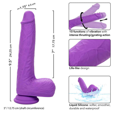 Rechargeable Gyrating Thrusting Silicone Studs 7 Inch Purple DONGS