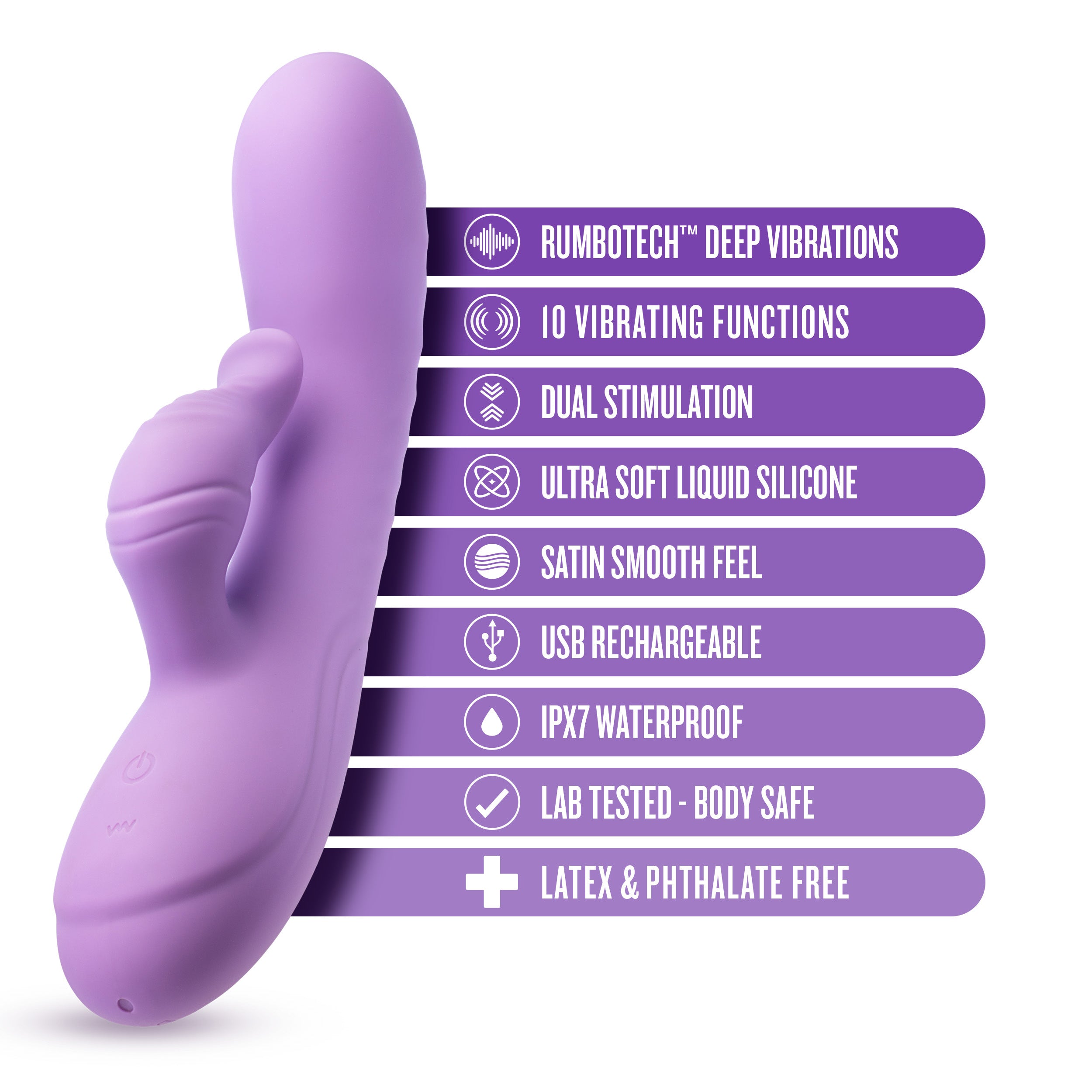 Blush Evelyn Rabbit Vibrator Purple with 10 Modes and Speeds VIBRATORS-RABBIT