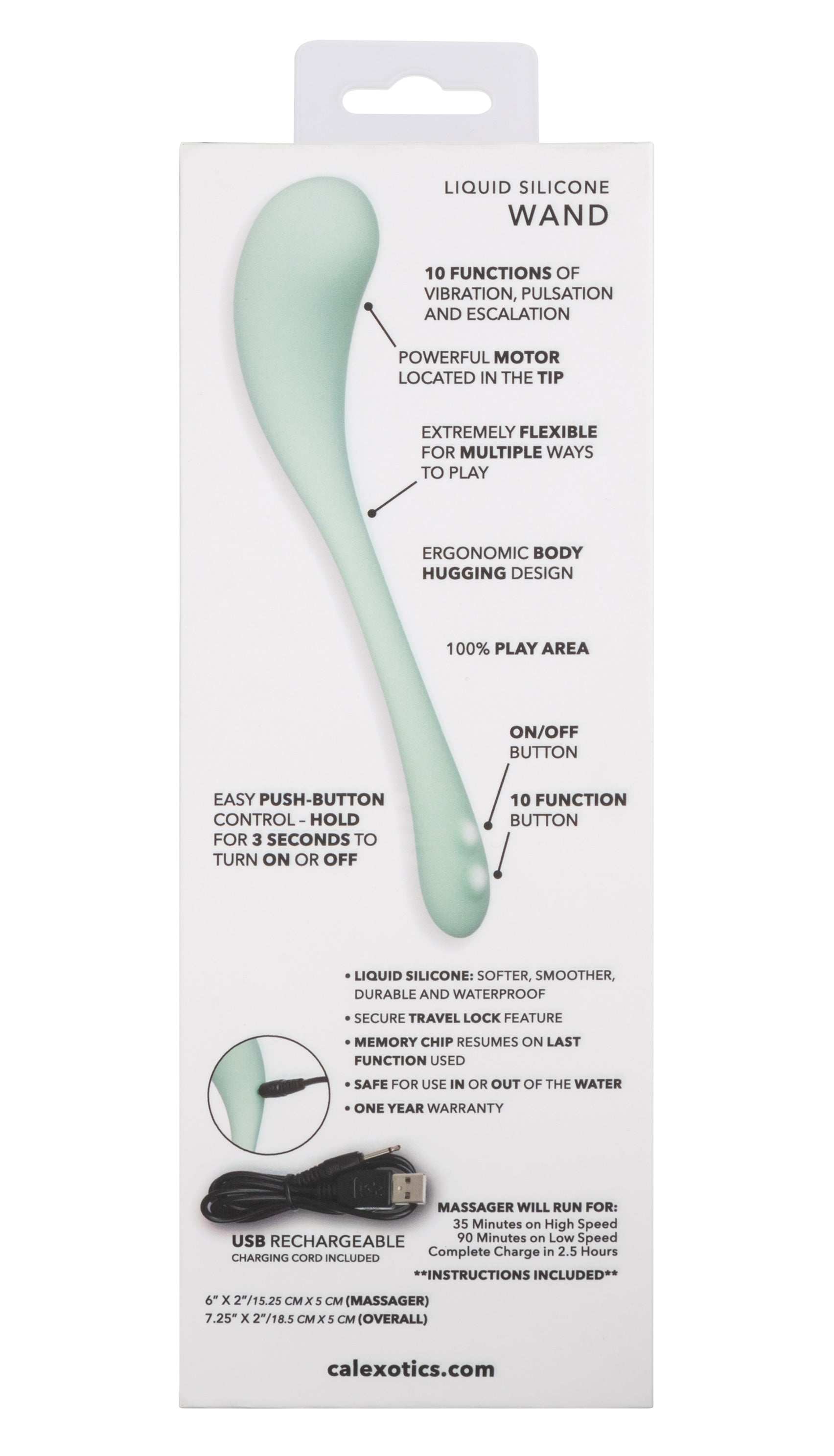 Elle Liquid Silicone Wand Vibrator in Mint Green with 10 Vibration Functions and Rechargeable Green > Vibrators > Standard Vibrators
